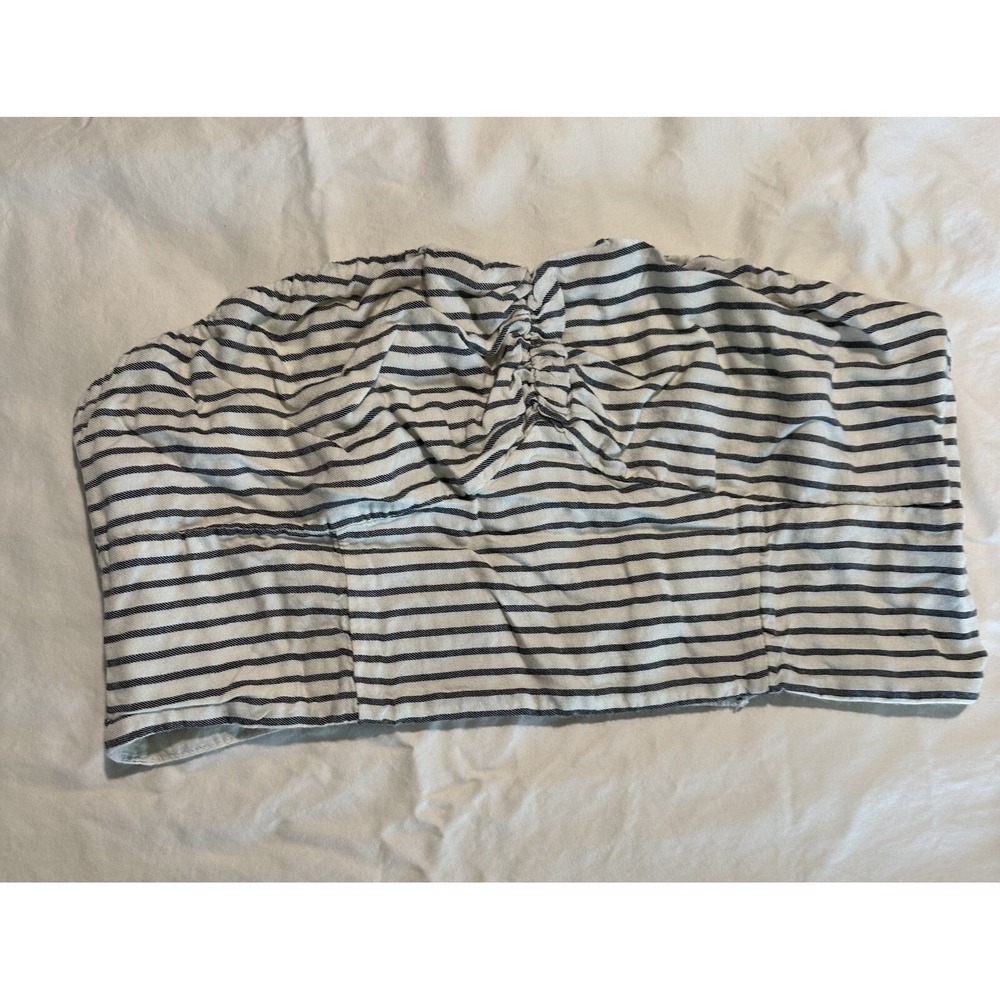 American Eagle Outfitters‎ Tube Top Size L Black & White Striped Smocked Ruched